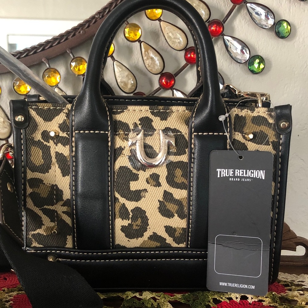 NWT True Religion Leopard Print Mini Tote/Satchel/Crossbody